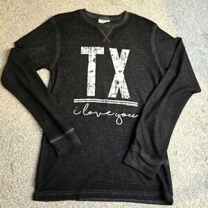 TX I love You Thermal Long Sleeve Women's Size Medium EUC